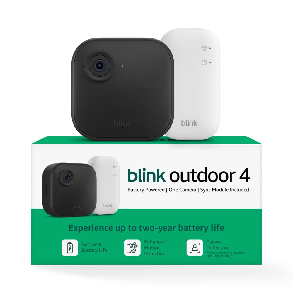 Blink Outdoor 4 – Wireless smart security camera, two-year battery life, two-way talk. Required Sync Module not included – Add-on camera